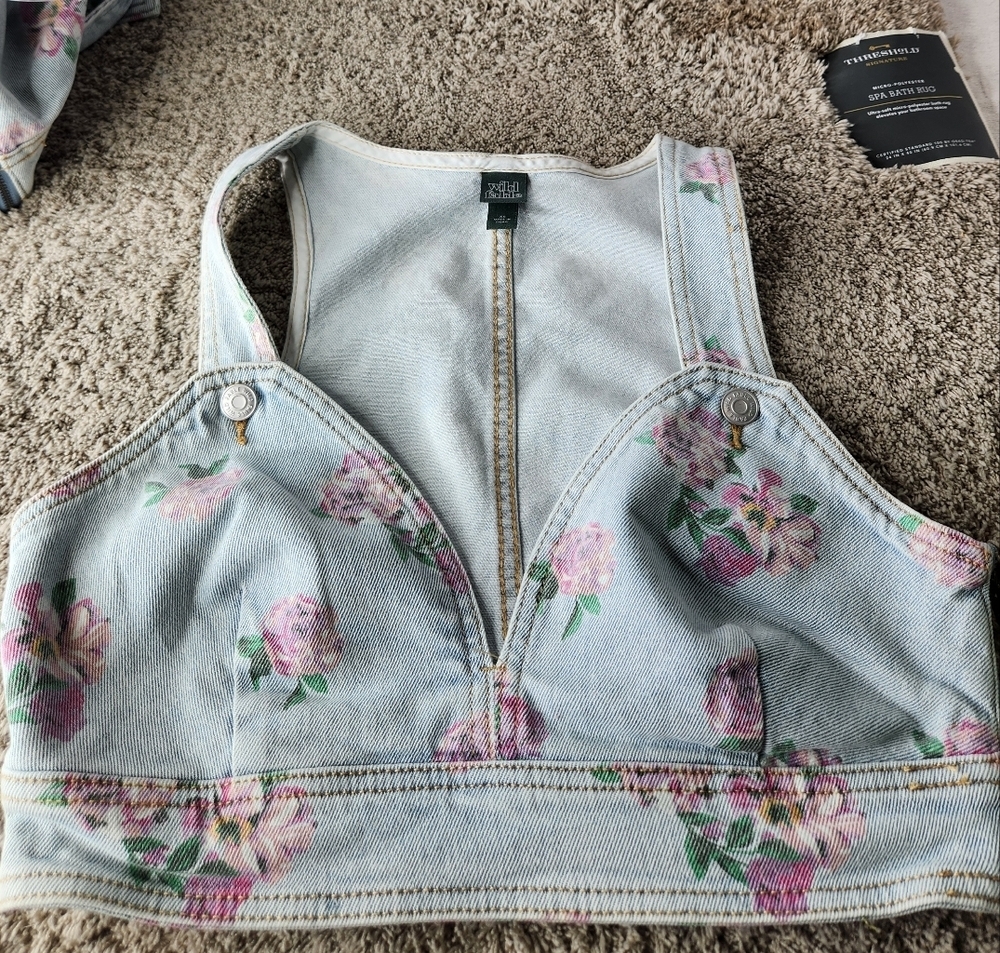 Women's XXL Wild Fable Tops Wild Fable Women’s Cropped Denim Vest - Size XXL - Picture 7 of 16